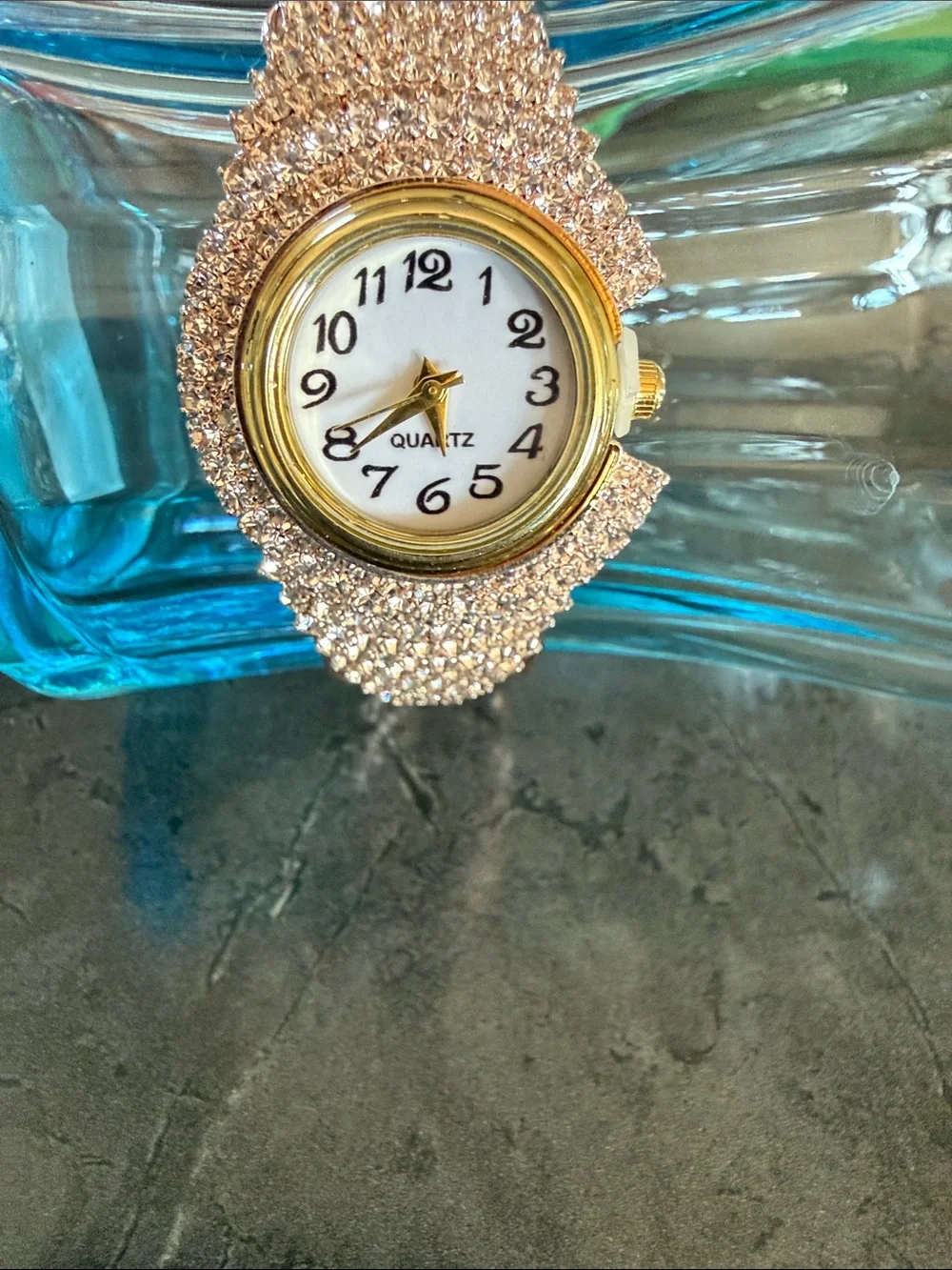 Crystal-Embellished Women’s Ring Watch in Rose Gold